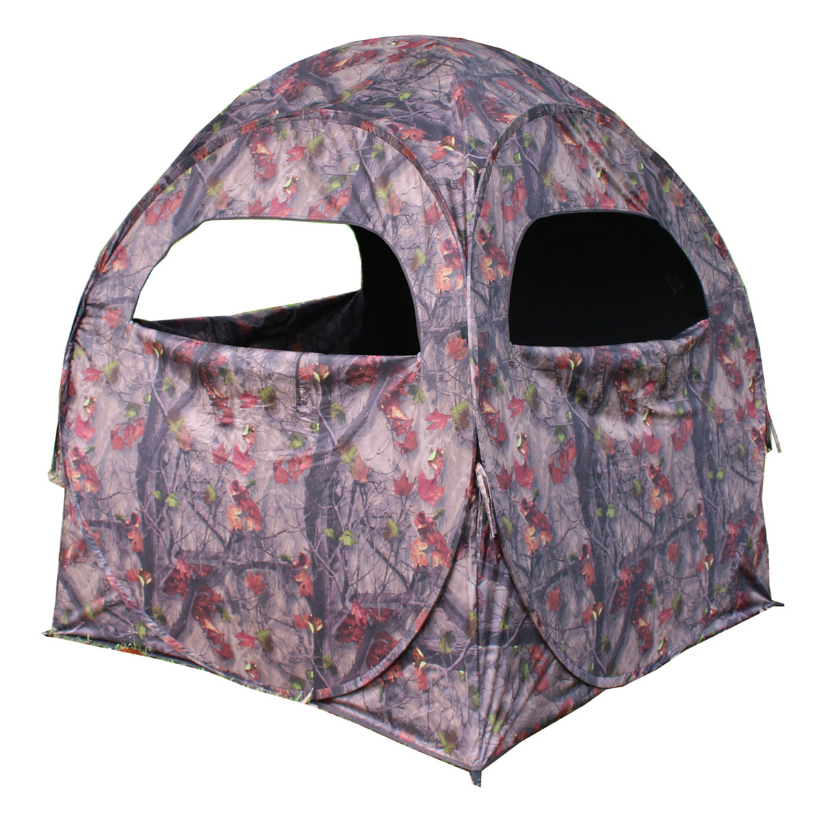 HME Portable Spring Steel 2 Person Pop Up JM Deer Hunting Hub Ground Blind, Camo