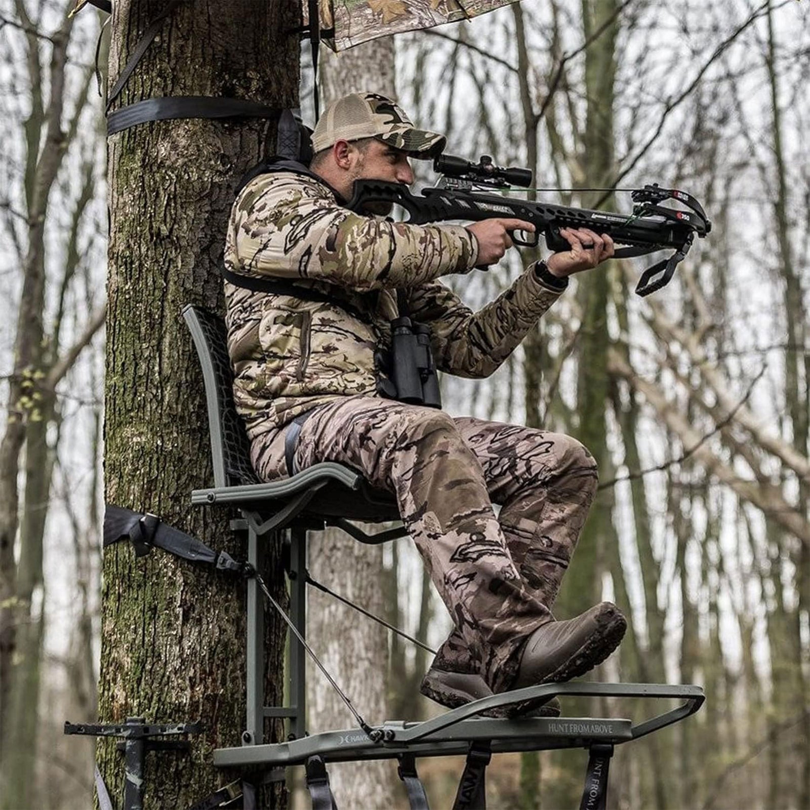 Hawk Helium Kickback LVL Hang-On Hunting Tree Stand with XL Seat & Platform - VMInnovations
