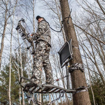 Hawk Helium Kickback LVL Steel Hang-On Tree Stand w/Leg Extension Footrest(Used) - VMInnovations