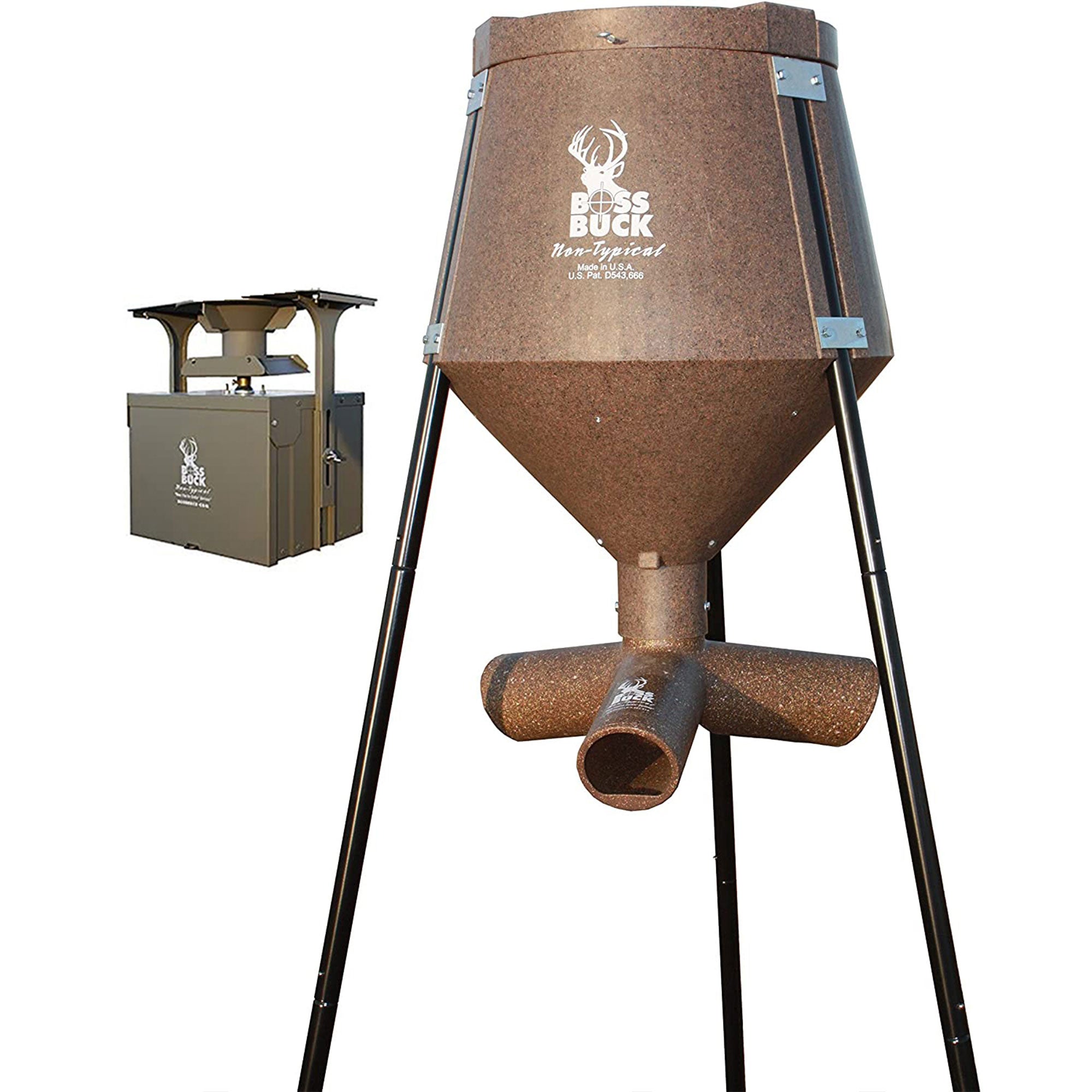 Boss Buck Texas 2 Step 200lbs Drum Gravity Spin Tripod Wildlife Feeder(Open Box) - VMInnovations