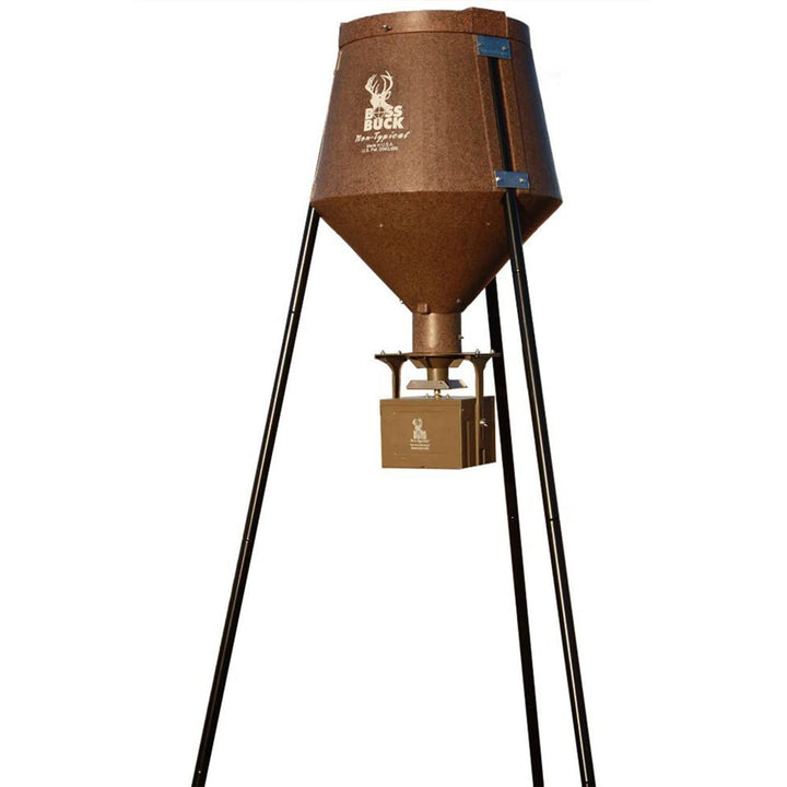 Boss Buck Texas 2 Step 200 Pound Drum Gravity Spin Tripod Combo Wildlife Feeder