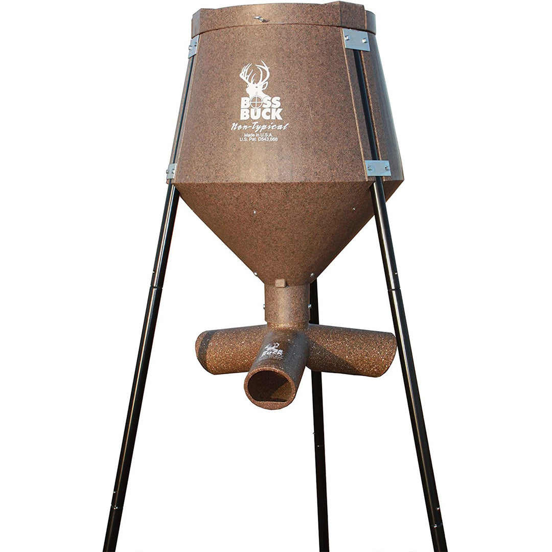 Boss Buck Texas 2 Step 200lbs Drum Gravity Spin Tripod Wildlife Feeder(Open Box)