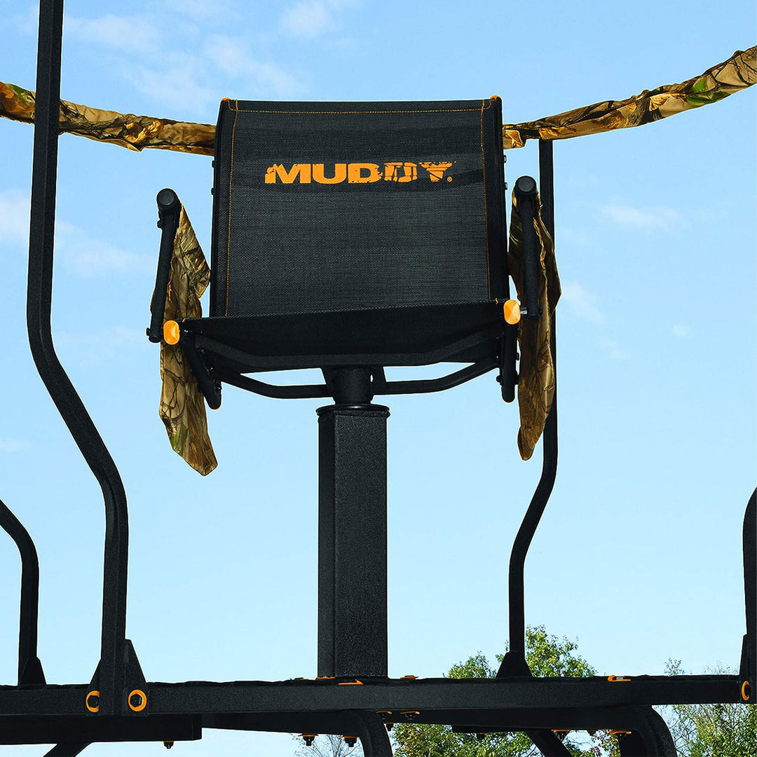 Muddy 16' Liberty Tripod Stand Hunting Gear with Flex Tek Seat Hunting Chair - VMInnovations