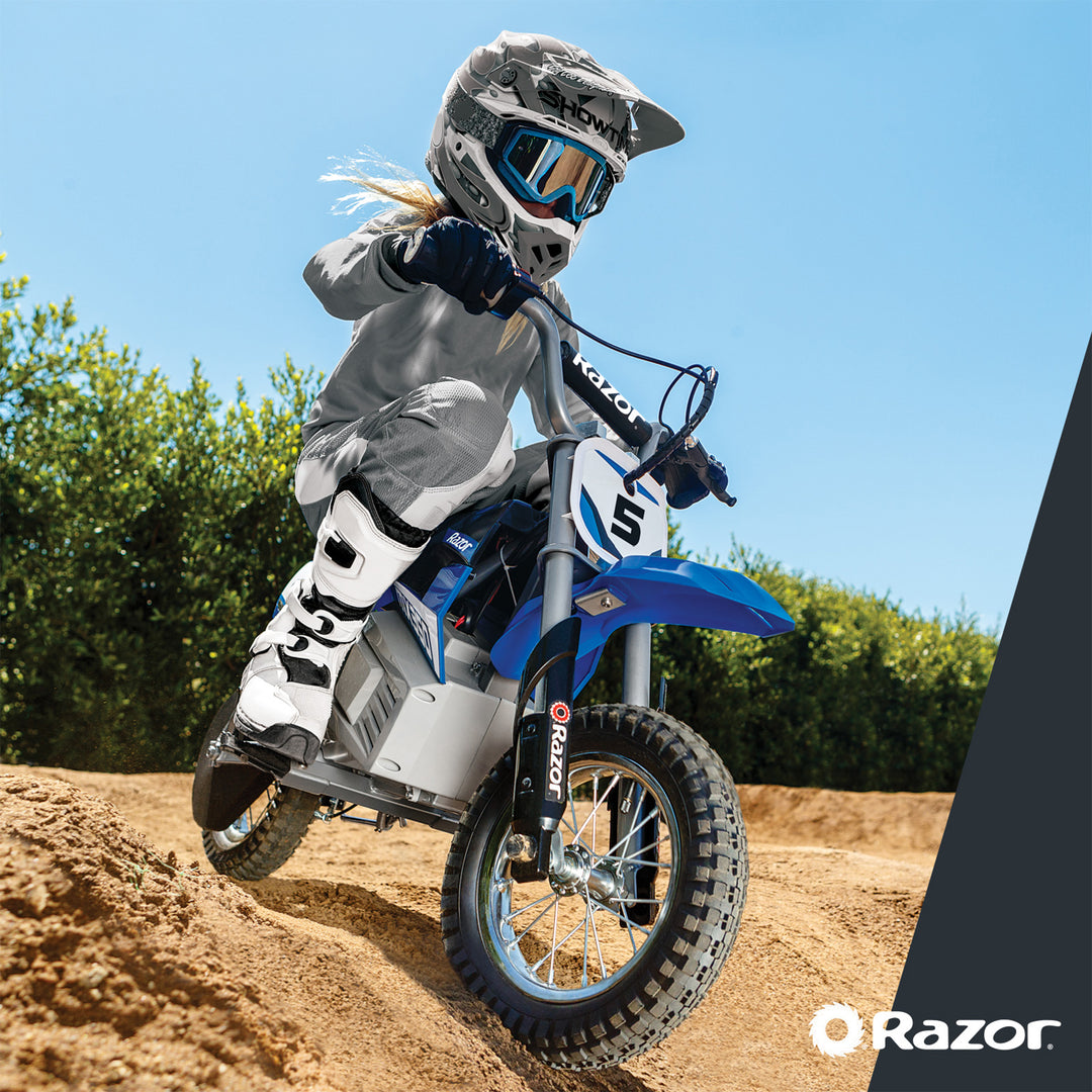 Razor MX350 Dirt Rocket 24V Electric Toy Motocross Motorcycle Dirt Bike, Blue