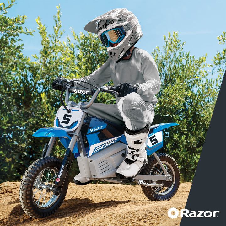 Razor MX350 Dirt Rocket 24V Electric Toy Motocross Motorcycle Dirt Bike, Blue