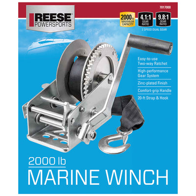 Reese 7017000 20 Foot Hook Strap Zinc Plated Carbon Steel Marine Ratchet Winch - VMInnovations