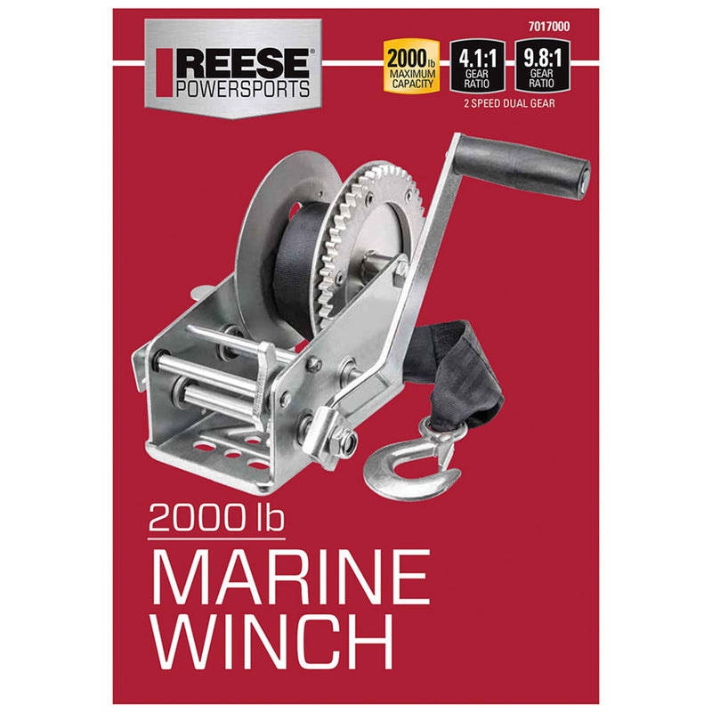 Reese 7017000 20 Foot Hook Strap Zinc Plated Carbon Steel Marine Ratchet Winch