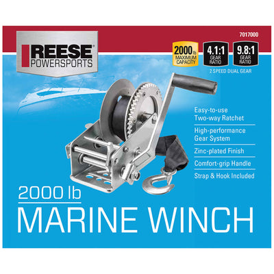 Reese 7017000 20 Foot Hook Strap Zinc Plated Carbon Steel Marine Ratchet Winch - VMInnovations