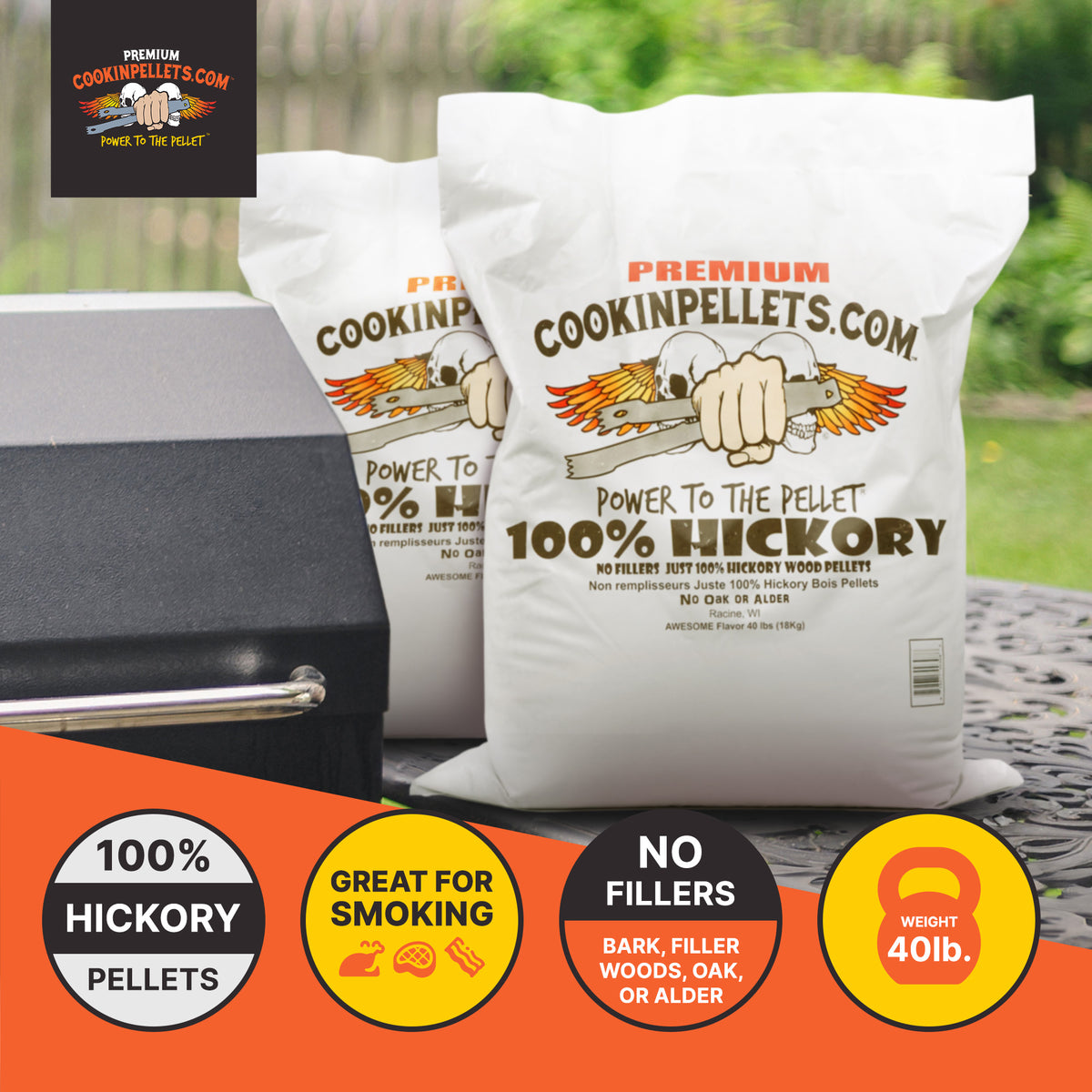 CookinPellets Hickory Grill Smoker Smoking Wood Pellets, 40 Pound Bag (Open Box)