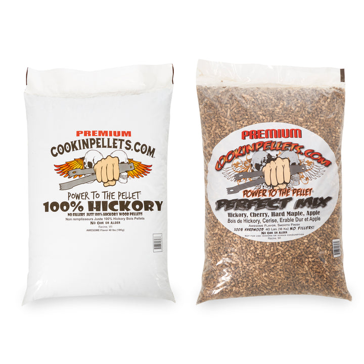 CookinPellets Premium Hickory Wood Pellets and Perfect Mix Pellets, 40 Lb Bags