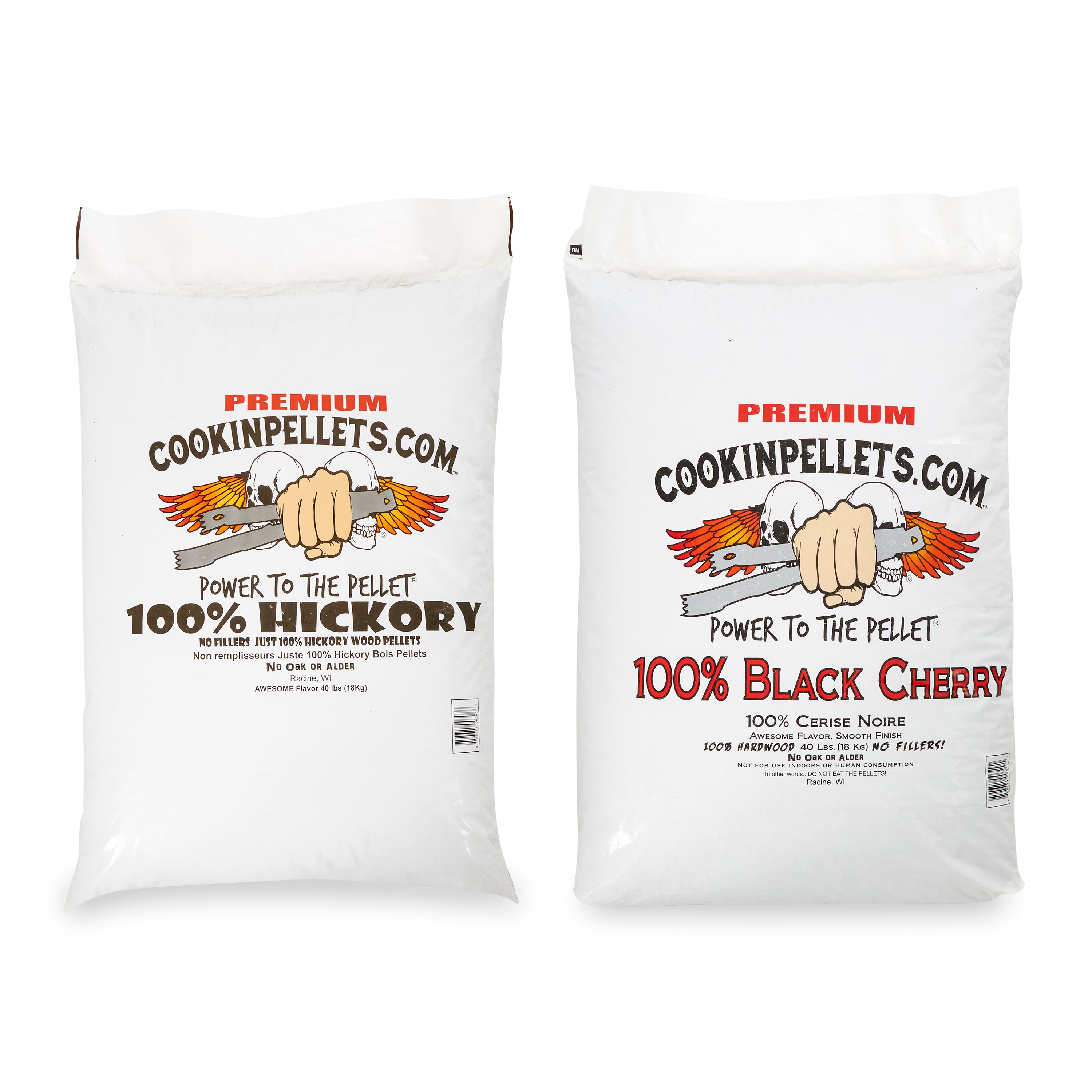 CookinPellets Black Cherry Wood Pellets and Premium Hickory Pellets, 40 Lb Bags - VMInnovations