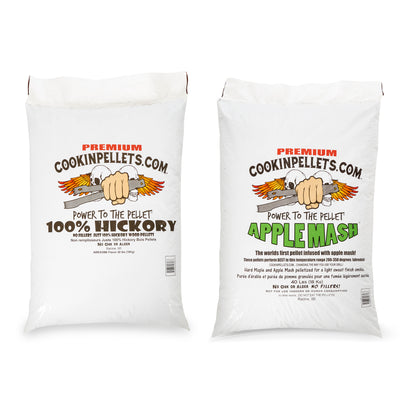 CookinPellets Premium Hickory Wood Pellets & Apple Mash Wood Pellets, 40 Lb Bags