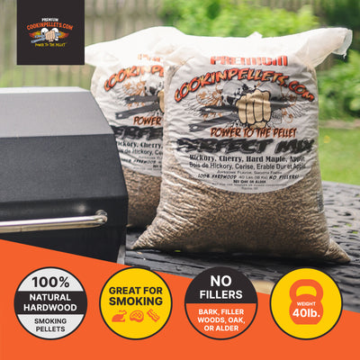 CookinPellets 40 Lb Perfect Mix Hickory, Cherry,Maple, Apple Wood Pellets (Used) - VMInnovations