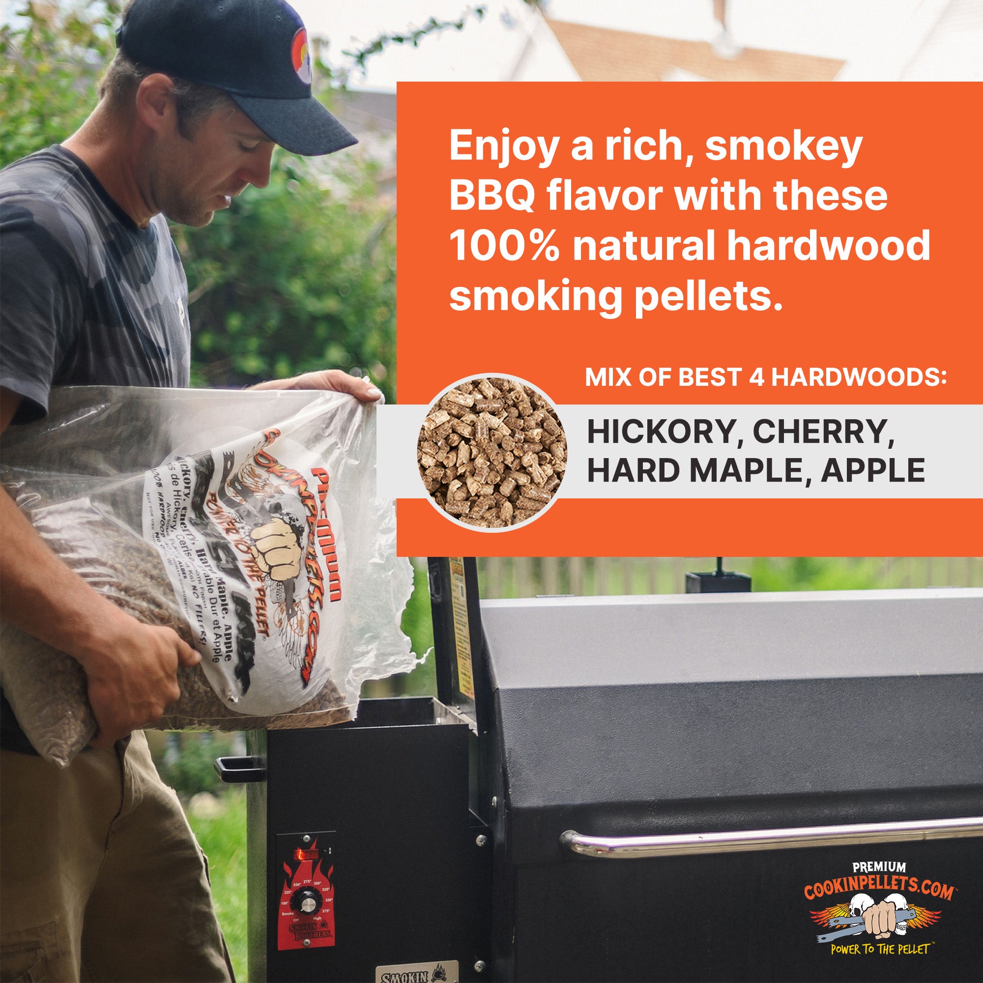 CookinPellets 40 Lb Perfect Mix Hickory, Cherry,Maple, Apple Wood Pellets (Used) - VMInnovations