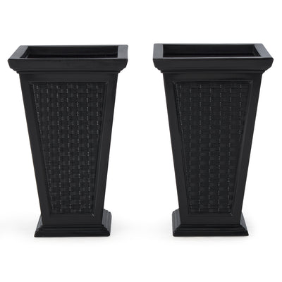 FCMP Outdoor 24-Inch Self Watering Pedestal Home Wicker Planter Set (Open Box) - VMInnovations