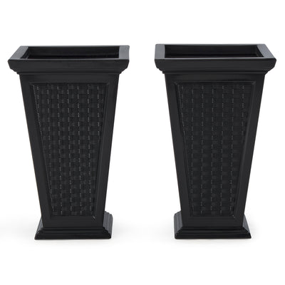 FCMP Outdoor 24-Inch Self Watering Pedestal Home Wicker Planter Set (Open Box)