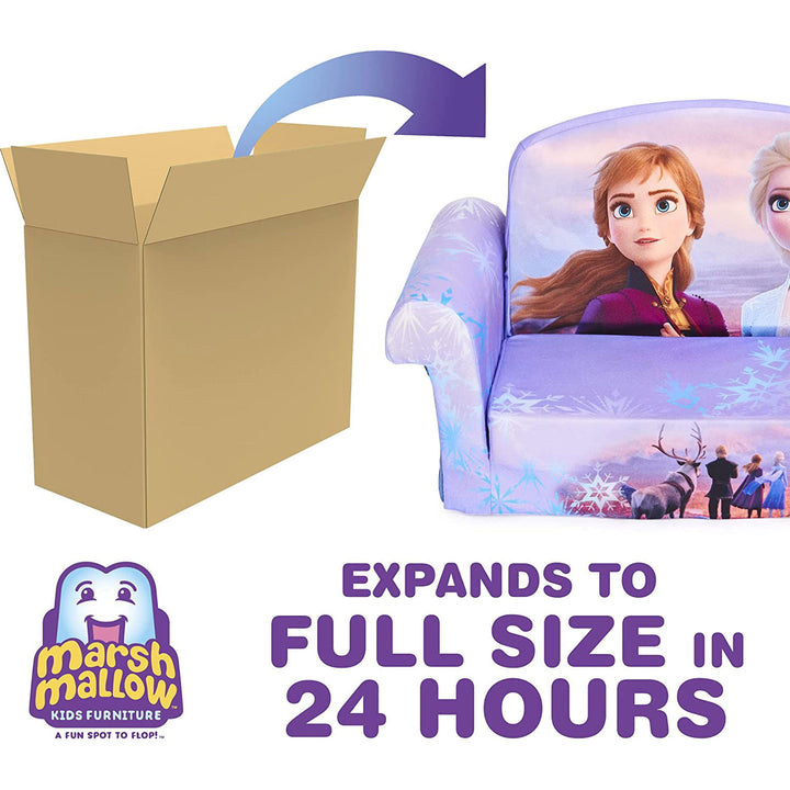 Marshmallow Furniture 2 Pack Kids 2-in-1 Flip Open Foam Sofa Bed, Frozen 2