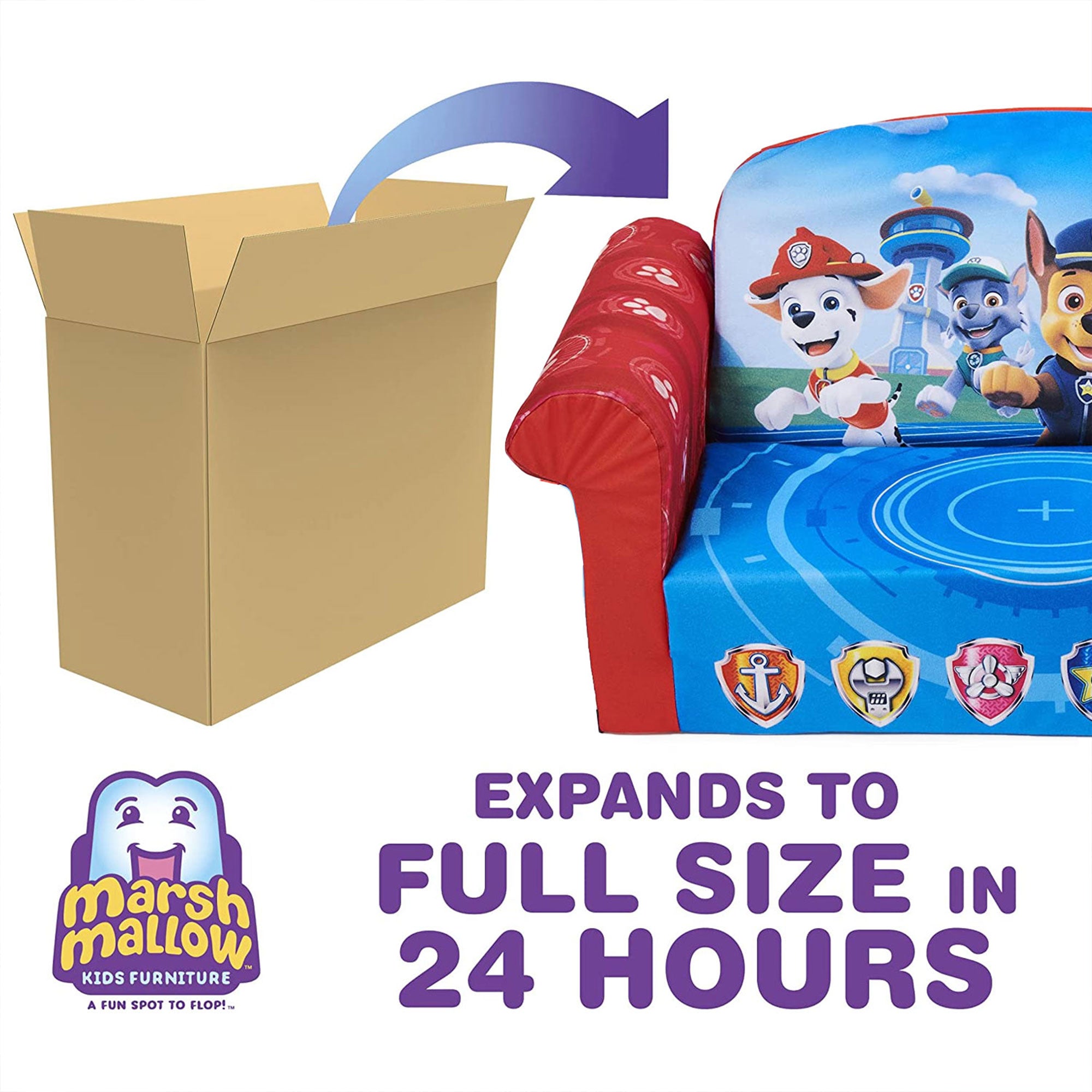 Marshmallow Furniture 2-in-1 Flip Open Couch Bed Kid Furniture, Paw Patrol(Used) - VMInnovations