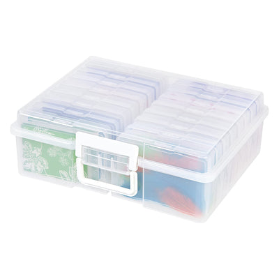 IRIS USA Large Plastic Photo Craft Keeper with 12 4x6in Cases & Handle (18 Pack)