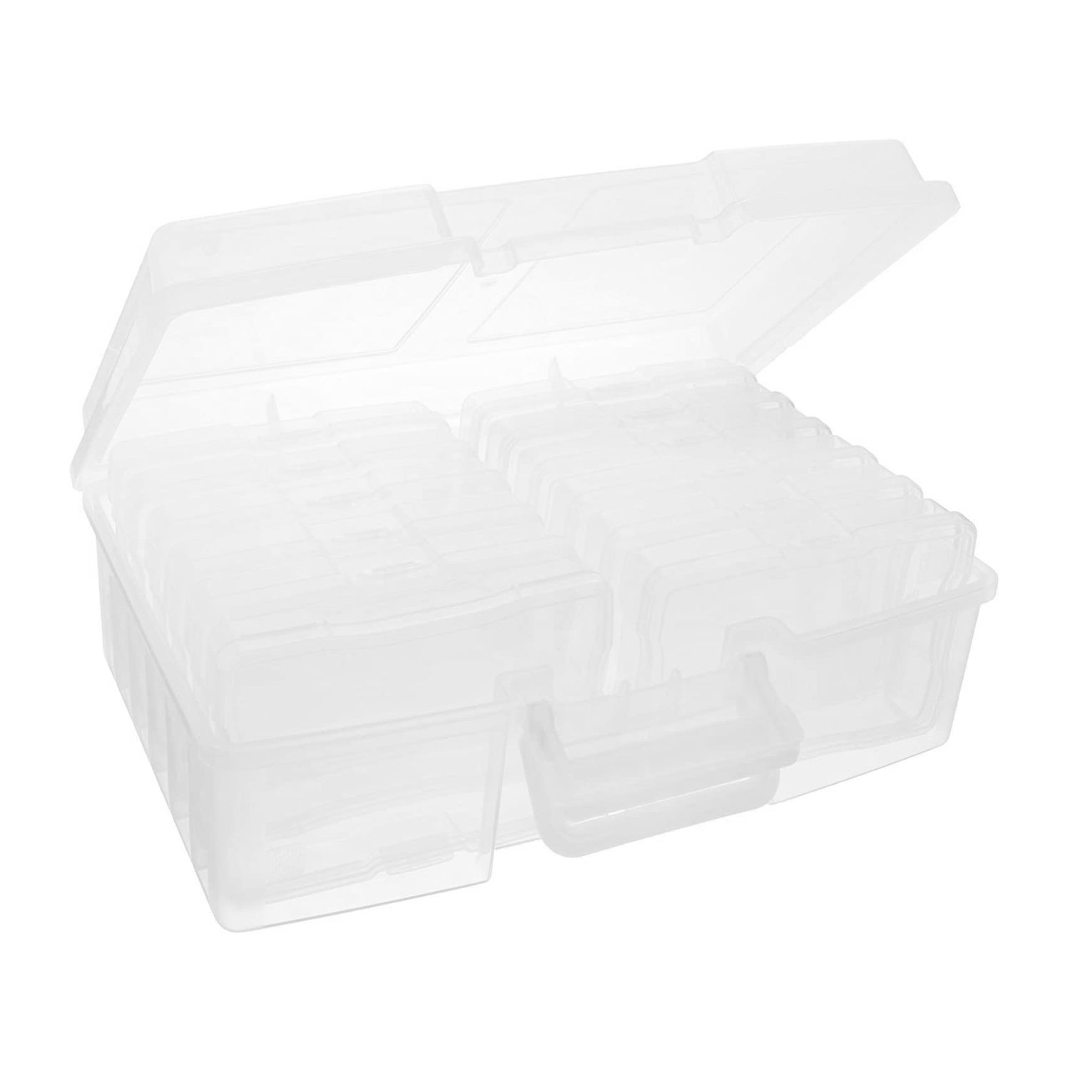 IRIS USA Large Plastic Photo Craft Keeper with 12 4x6in Cases & Handle (24 Pack)