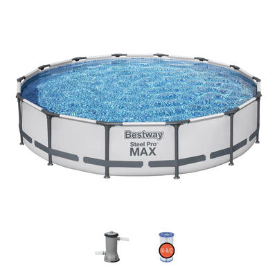 Bestway Round 14 Foot Steel Pro MAX Above Ground Pool w/ Filter Pump (For Parts)
