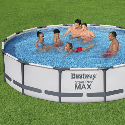 Bestway Round 14 Foot Steel Pro MAX Above Ground Pool w/ Filter Pump (For Parts)