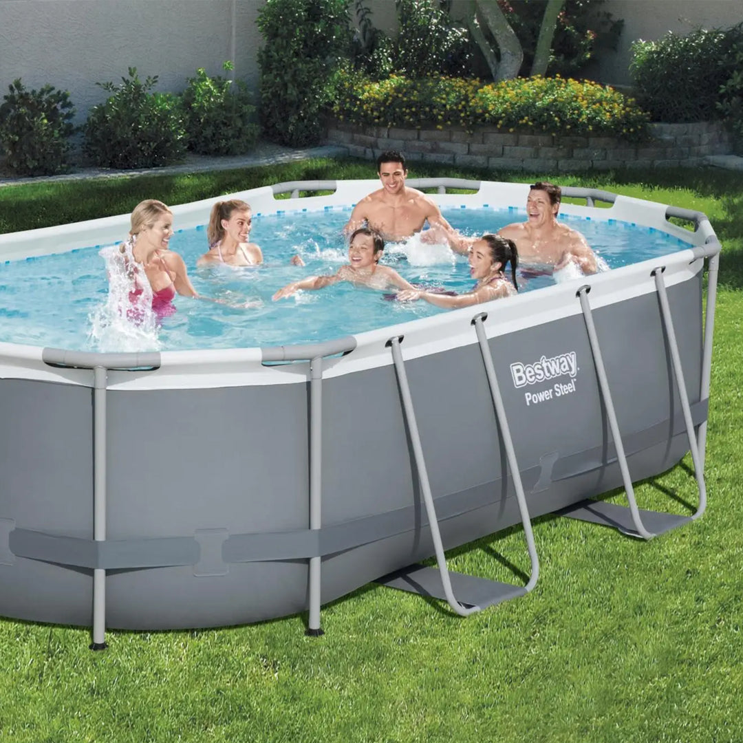 Bestway Power Steel Above Ground Pool Set w/ Filter Pump, 14'x8' (Open Box) - VMInnovations