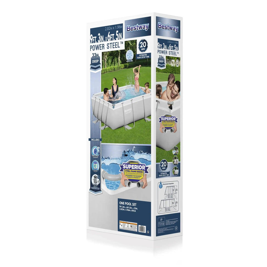 Bestway Power Steel Above Ground Summer Pool Set w/ Filter Pump, 9'x6'(Open Box) - VMInnovations