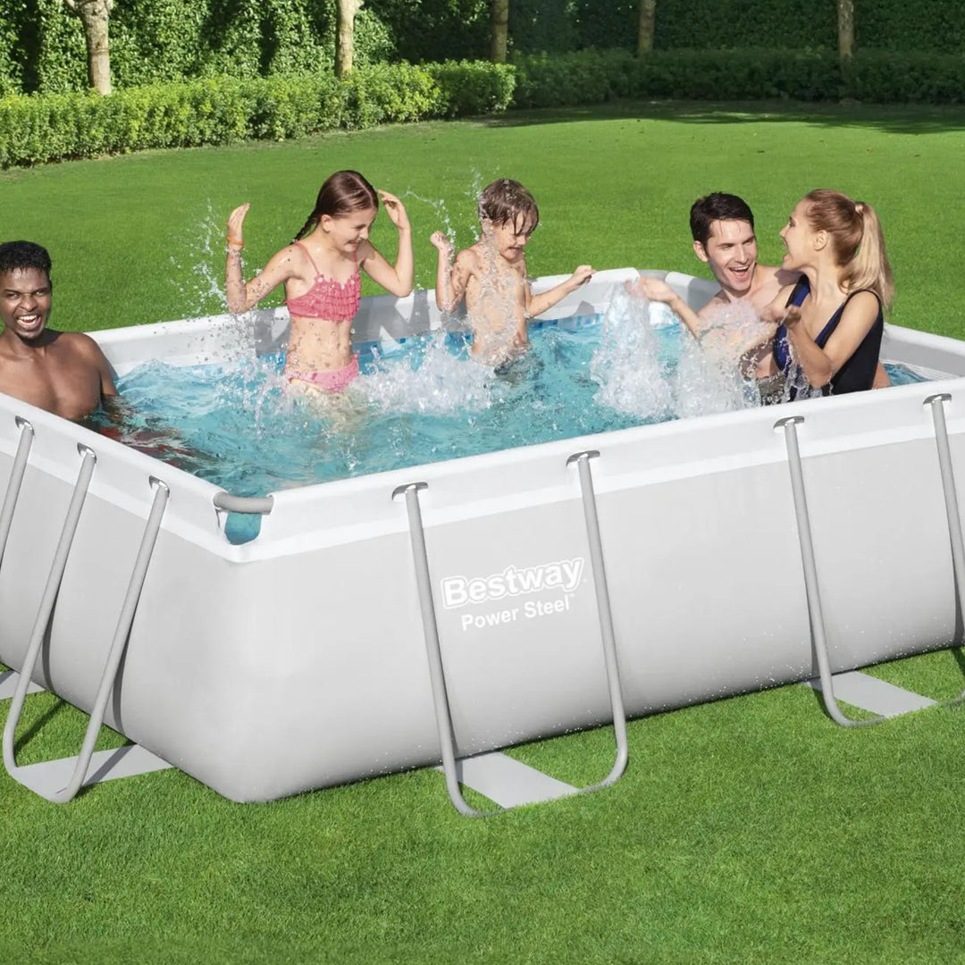 Bestway Power Steel Above Ground Summer Pool Set w/ Filter Pump, 9'x6'(Open Box) - VMInnovations
