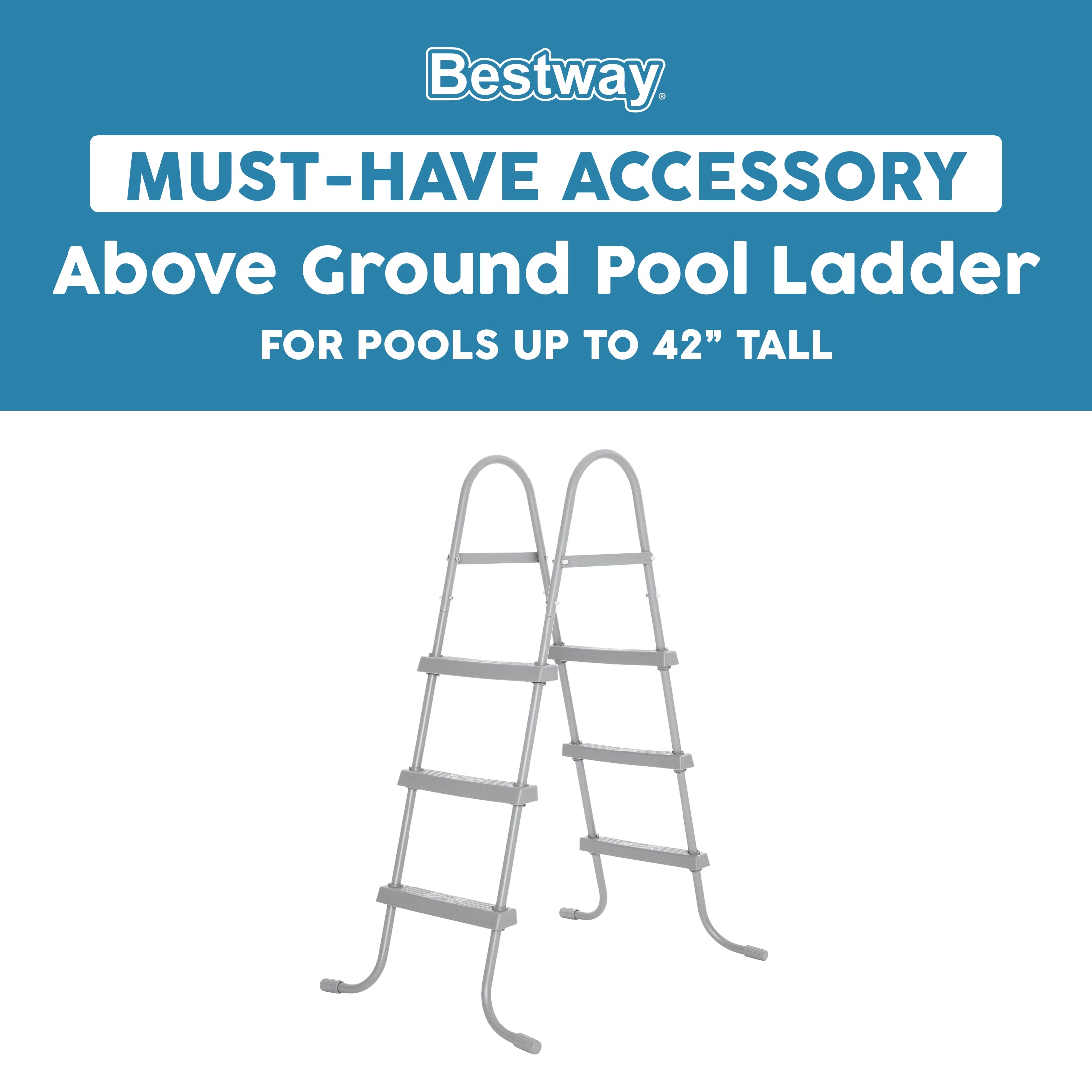 Bestway 58335E-BW 42 In Flowclear Above Ground Rust Resistant Pool Ladder (Used)