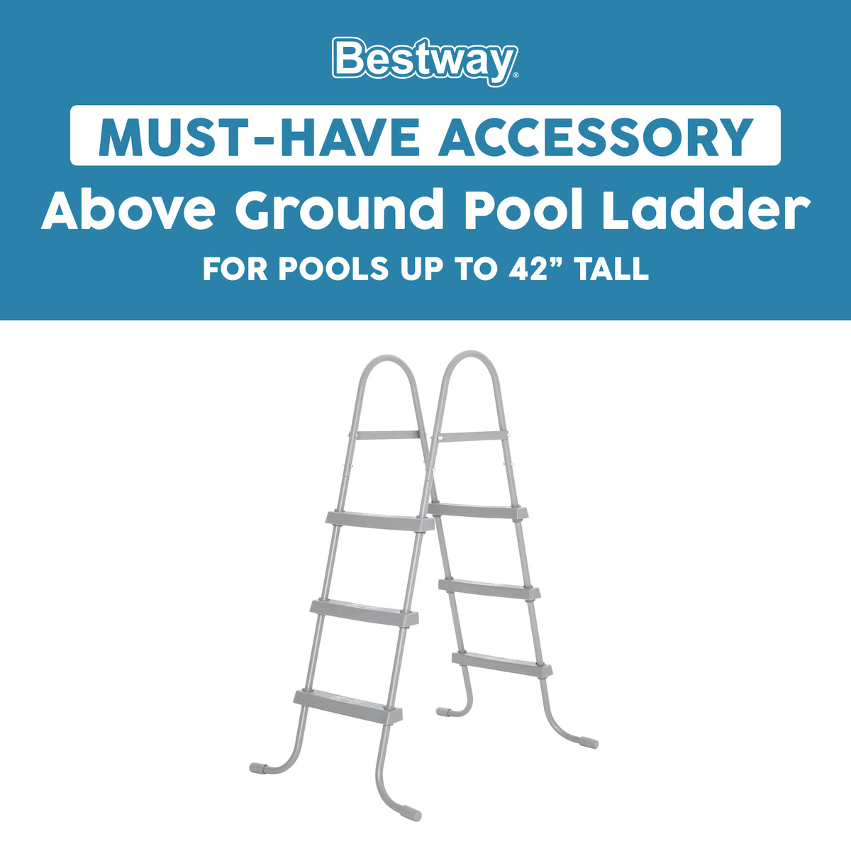 Bestway 58335E-BW 42 Inch Flowclear Above Ground Rust Resistant Pool Ladder