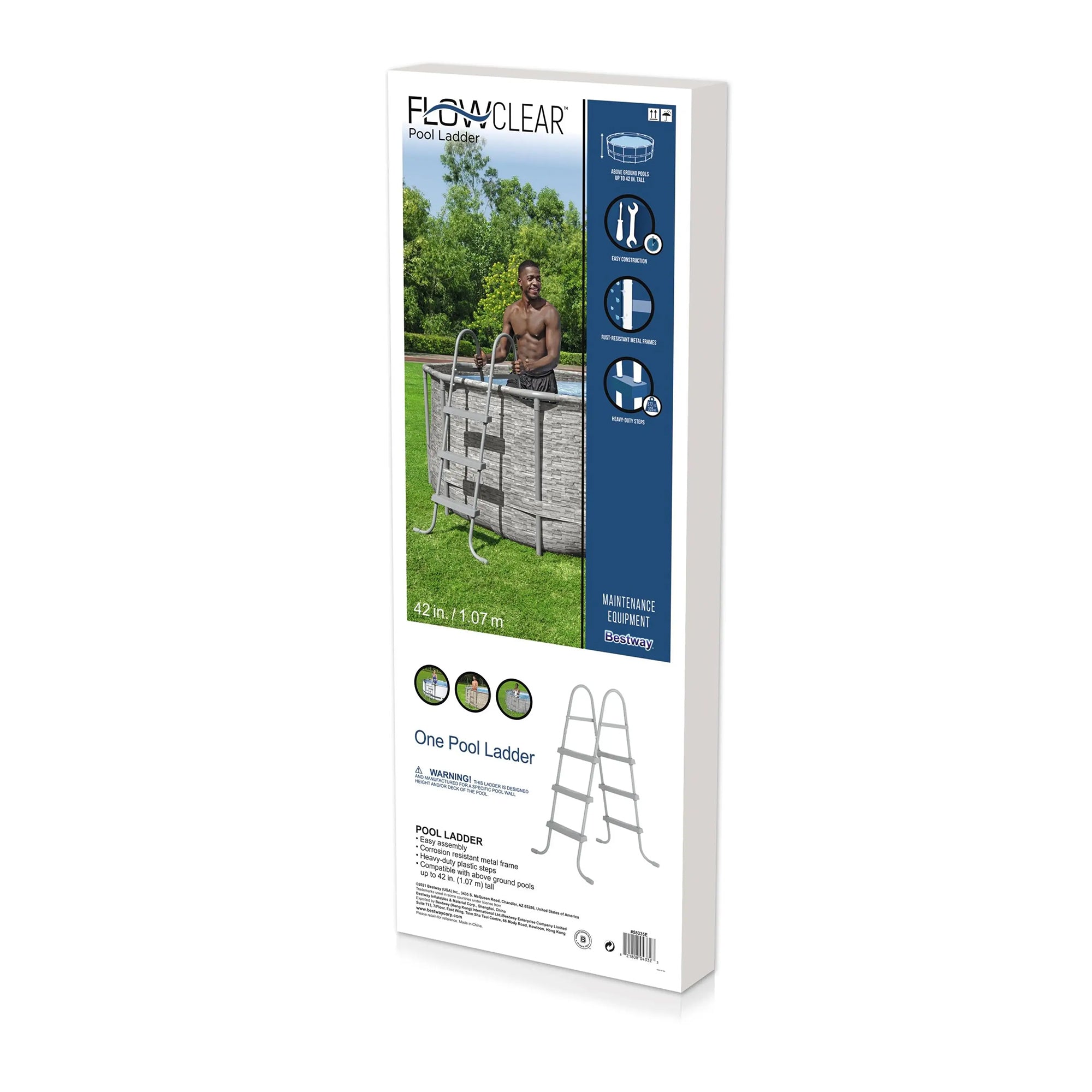 Bestway 58335E-BW 42 In Flowclear Above Ground Rust Resistant Pool Ladder (Used)