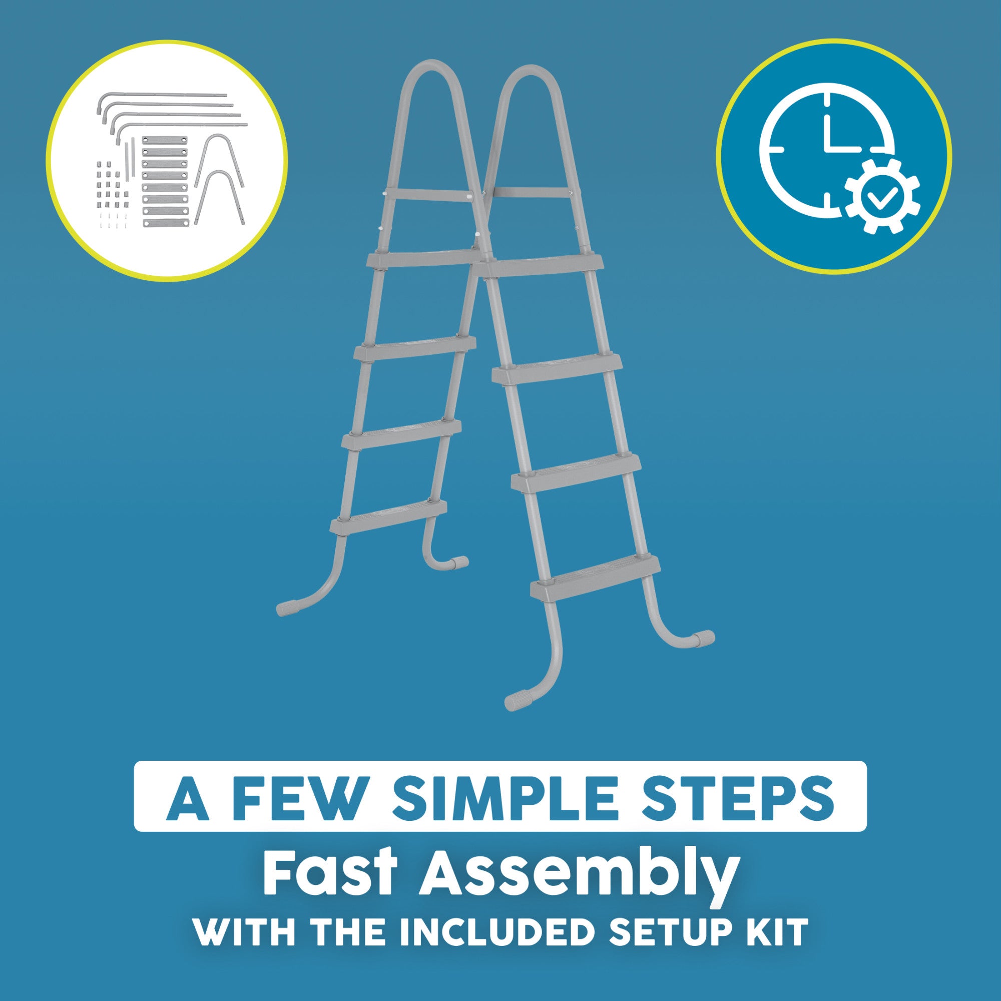 Bestway Pool Ladder for 42" or 48" Tall Pools, Metal Frame with Plastic Steps