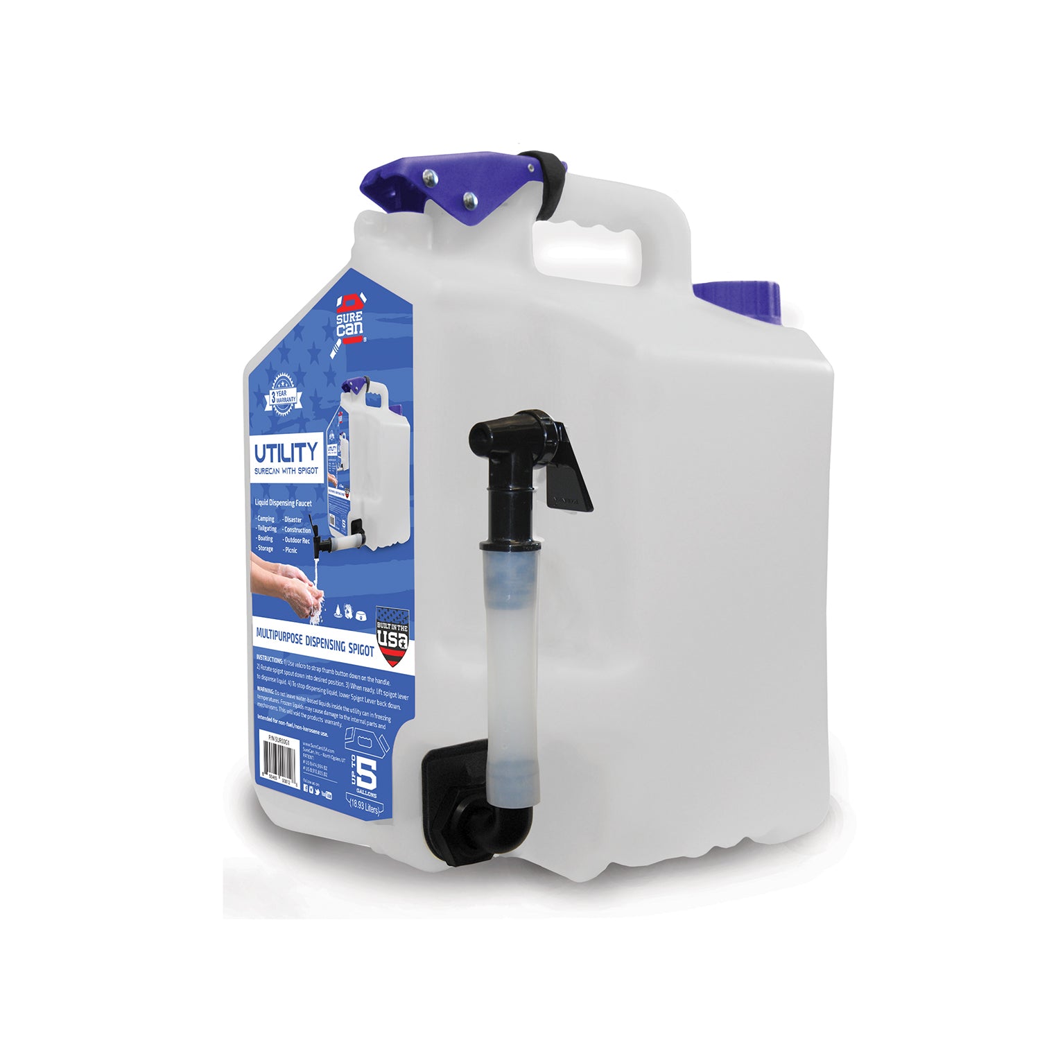 SureCan Camping Water Station 5 Gallon Utility Tank with Spigot (Open Box)