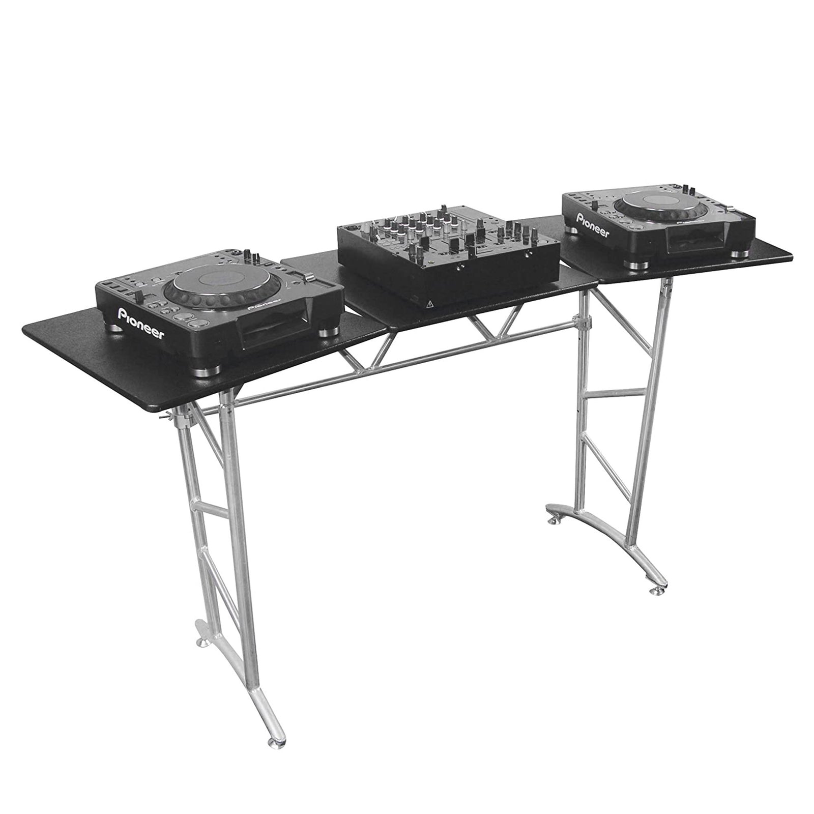 Odyssey ATT2 Adjustable Folding Aluminum DJ Table, Swiveling Platforms, Black - VMInnovations