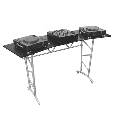Odyssey ATT2 Adjustable Folding Aluminum DJ Table, Swiveling Platforms, Black