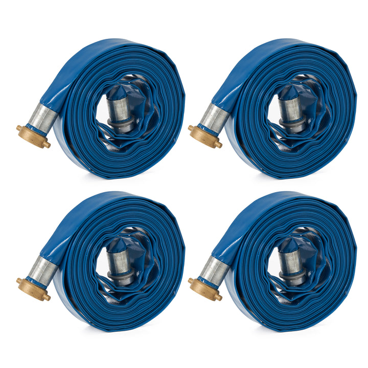 Apache 98138015 1.5" Diameter 50' Length 75 PSI PVC Lay Flat Hose, Blue (4 Pack)