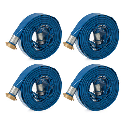 Apache 98138015 1.5" Diameter 50' Length 75 PSI PVC Lay Flat Hose, Blue (4 Pack)
