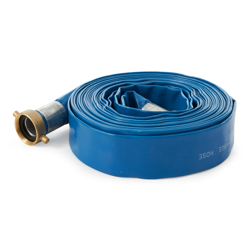 Apache 1.5 Inch Diameter 50 Foot Length 75 PSI PVC Lay Flat Hose, Blue (Used)