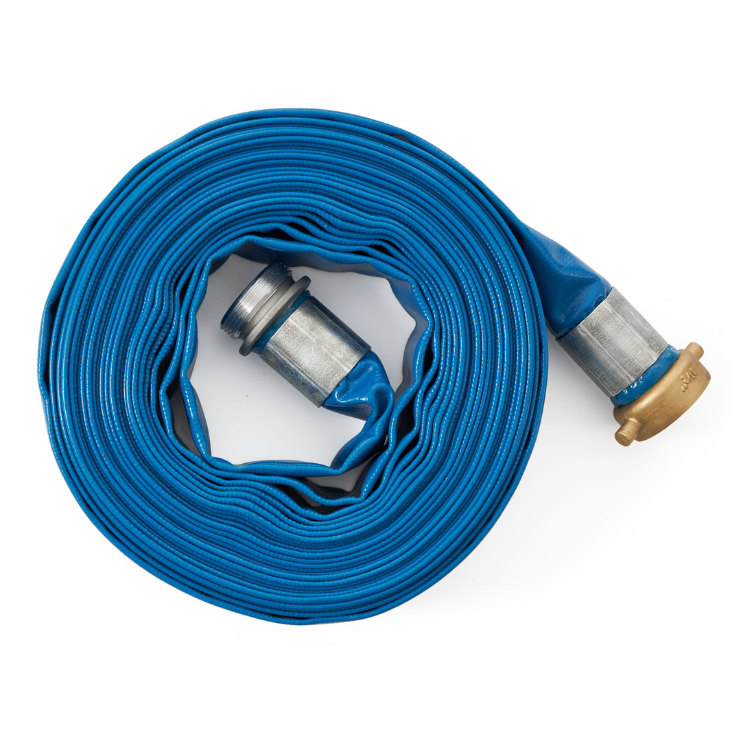 Apache 98138015 1.5" Diameter 50' Length 75 PSI PVC Lay Flat Hose, Blue (2 Pack)