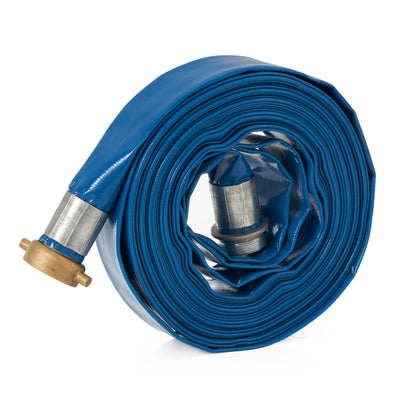 Apache 1.5 Inch Diameter 50 Foot Length 75 PSI PVC Lay Flat Hose, Blue (Used) - VMInnovations