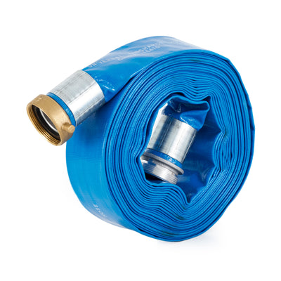 Apache 2-Inch Diameter 50-Foot Long PVC Lay-Flat Discharge Hose, Blue (Open Box) - VMInnovations