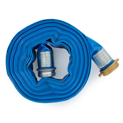 Apache 2-Inch Diameter 50-Foot Long PVC Lay-Flat Discharge Hose, Blue (Open Box) - VMInnovations