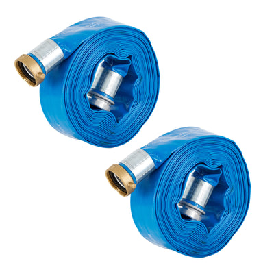 Apache 98138045 2" Diameter 50' Long PVC Lay-Flat Discharge Hose, Blue (2 Pack)
