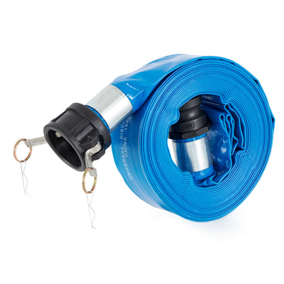 Apache PVC Lay Flat Hose 2 Inch Diameter 50 Foot Length 70 psi, Blue (Open Box) - VMInnovations