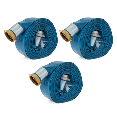 Apache 98106501 3 Inch Diameter 20 Foot PVC Flexible Pool Hose, Blue (3 Pack) - VMInnovations