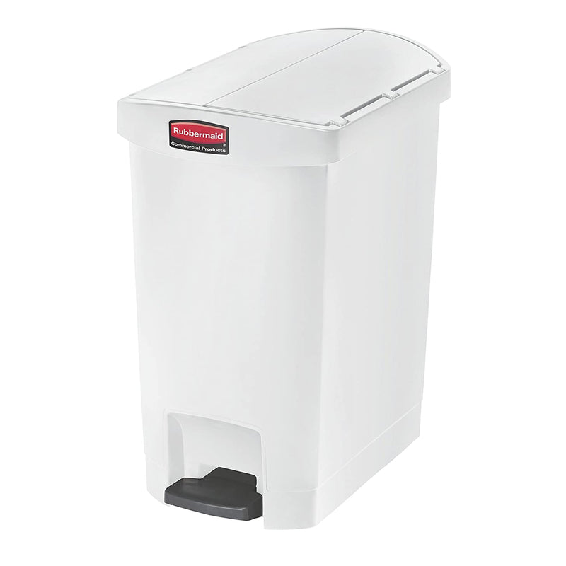 Rubbermaid Slim Jim 8-Gallon Plastic Garbage Can, Step-On Front Pedal (Used)