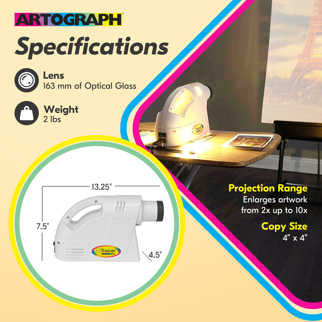 Artograph Tracer Portable 15W LED Art Projector with 163mm Lens, White (Used)