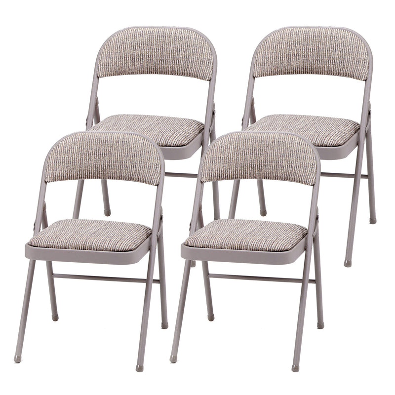 MECO Sudden Comfort Deluxe Metal Fabric Padded Folding Chair Set, Gray (4 Pack)