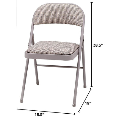 MECO Sudden Comfort Deluxe Fabric Padded Folding Chair Set, Chicory Lace(4 Pack)